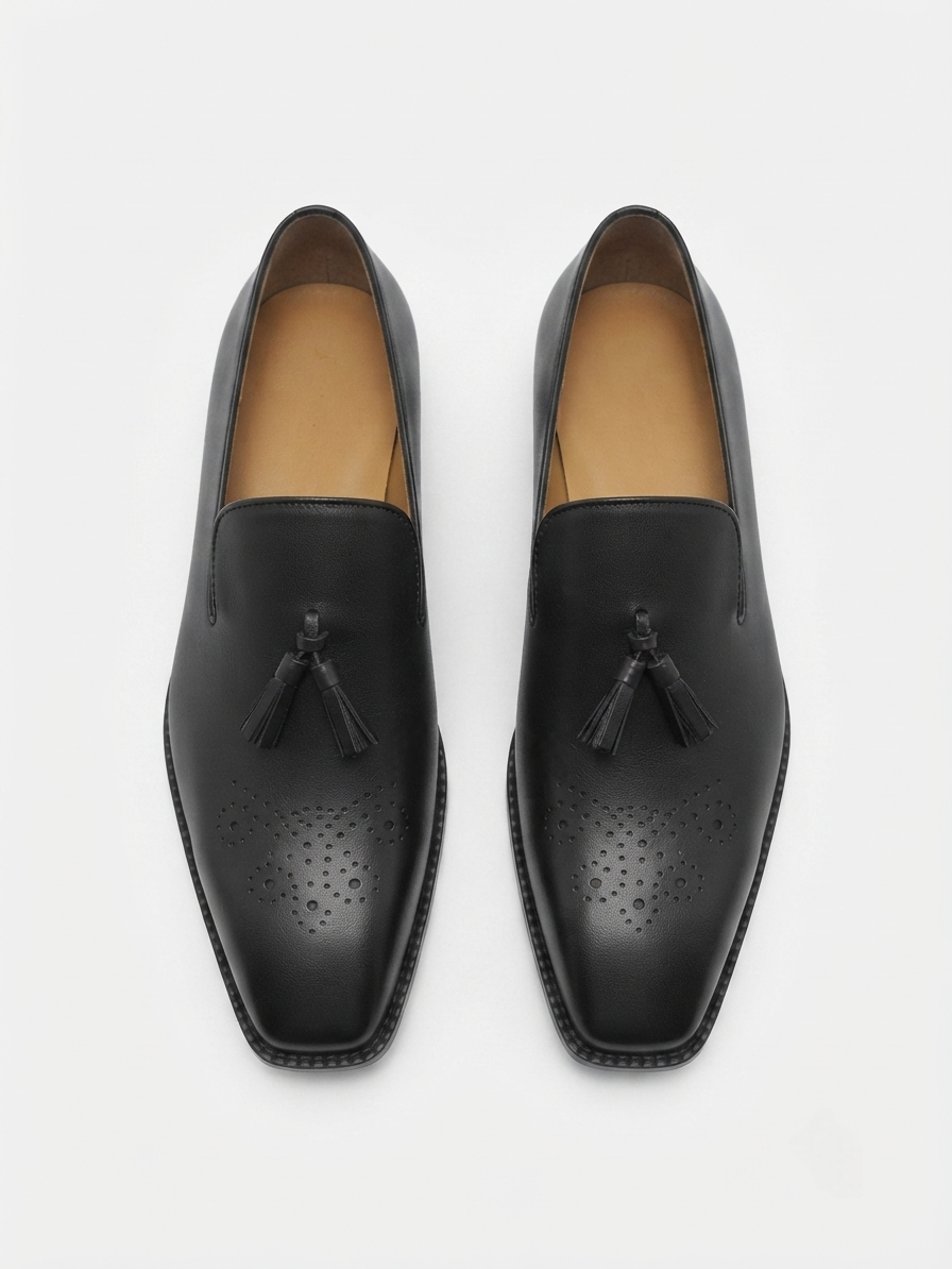 Cuero Punch Cap Tassel Loafers
