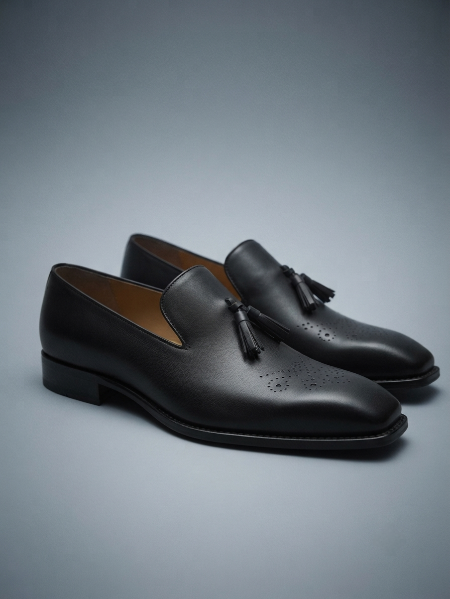 Cuero Punch Cap Tassel Loafers